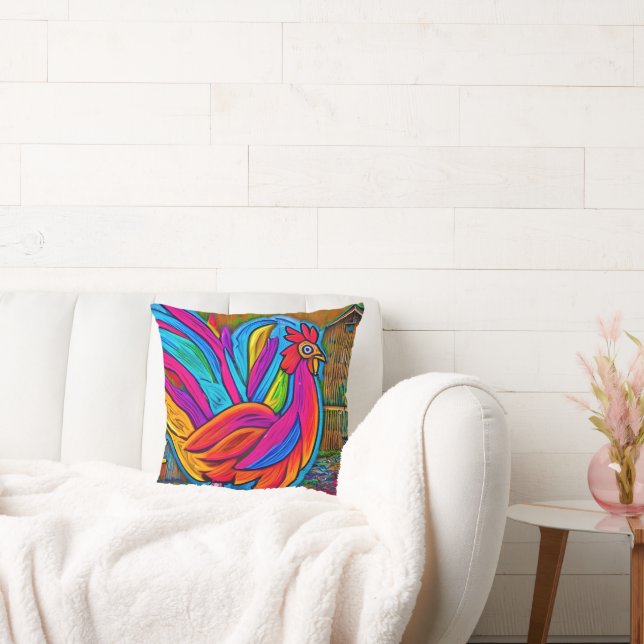 Coussin Coloré Abstrait Cartoon Barn Rooster (Canapé)