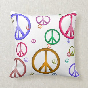 Coussin coloré de signes de paix