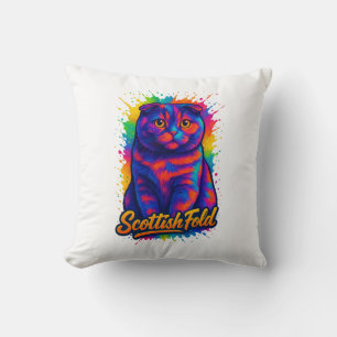 Coussin Coloré écossais Pop Art Chat - Neon Vibrant