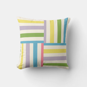 Coussin Coloré été rayé blocs motif