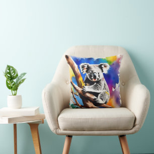 Coussin Coloré Koala Bear Aquarelle Splash,