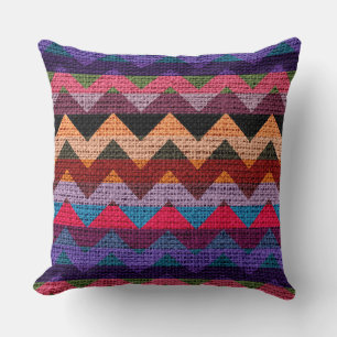 Coussin Coloré Motif Chevron Burlap Rustic Jute #5
