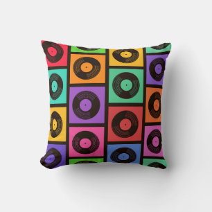 Coussin Coloré Pop Art Vinyl Records