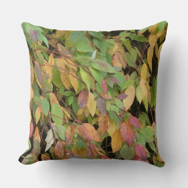 Coussin Colorful Autumn Leaves Pattern Throw Pillow (Recto)