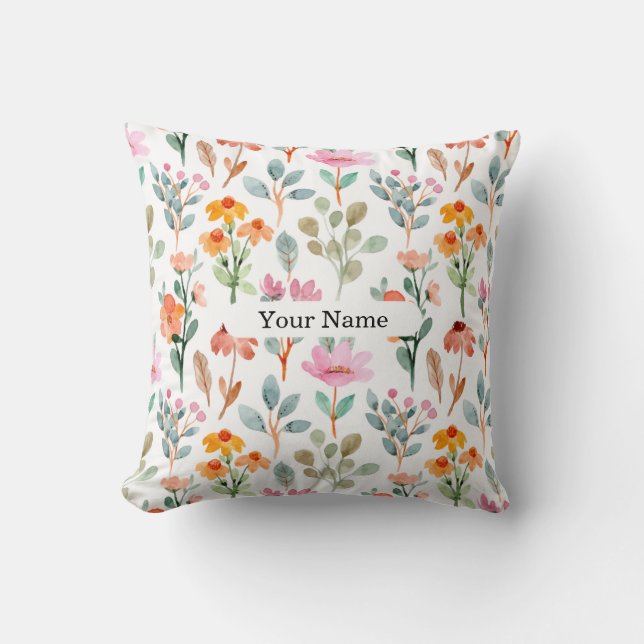 Coussin Colorful Floral Pattern Pillow (Recto)