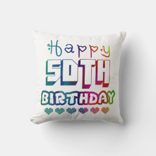 Coussin colorful gradient Happy 50th birthday