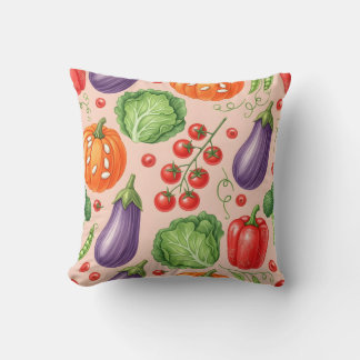 Coussin Colorful Vegetable Pattern Illustration