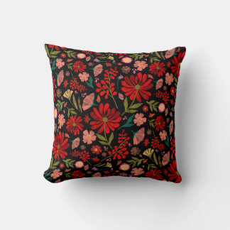 Coussin Colorful Wildflower Summer Floral Black