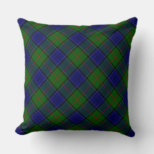 Coussin Colquhoun tartan bleu vert plaid