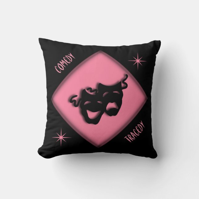 Coussin Comédie et tragédie Théâtre rose et noir (Recto)