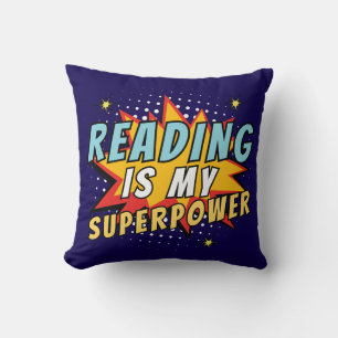 Coussin Comic cool Style de livre La lecture est ma superp