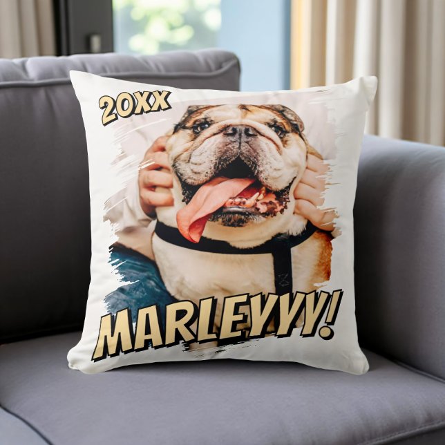 Coussin Comic moderne simple Grunge personnalisé photo pou (Créateur téléchargé)