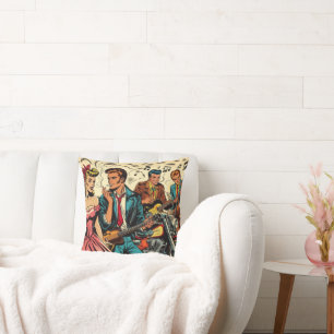 Coussin Comics Vintage Rock and Roll des années 1950