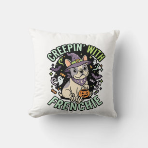 Coussin Compagnon effrayant Bouledogue français Halloween
