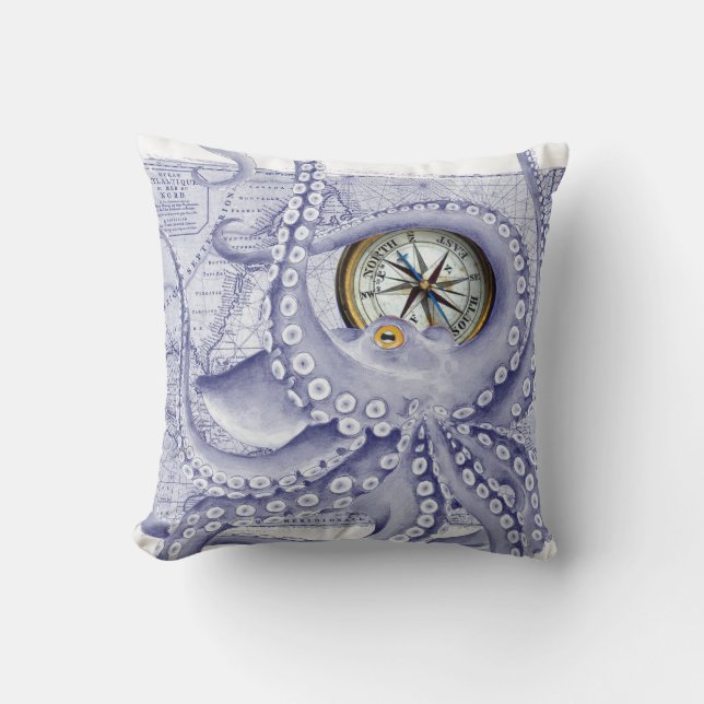Coussin Compas d'octopus pourpre (Recto)