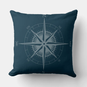 Coussin Compas nautique rustique