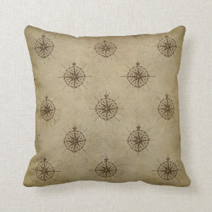 Coussin Compasses Vintages Brown