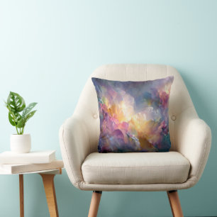 Coussin Composition florale pastel abstraite lumineuse