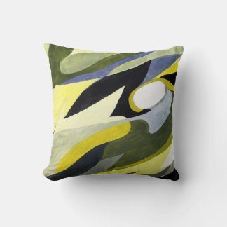 Coussin Composition Gouache Abstraite : Jaune, Gris, Noir.