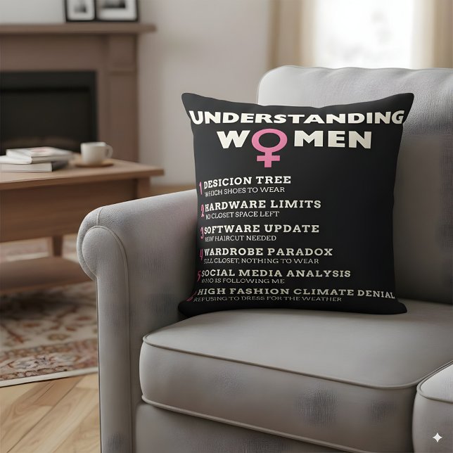 Coussin Comprendre les femmes drôle mème humoristique Déco (Créateur téléchargé)