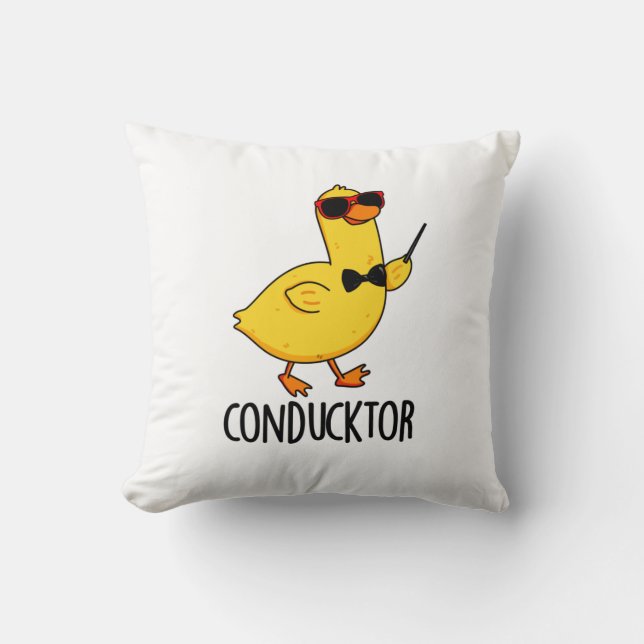 Coussin Con-duck-tor Funny Music Conducteur Canard Pun (Recto)