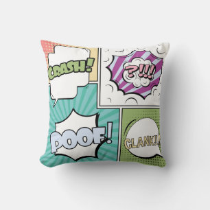 Coussin concept créatif Abstrait comic pop art style blan