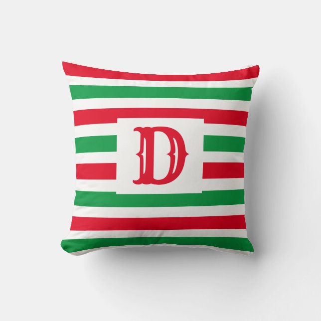 Coussin Conception à rayures vert et rouge mignonne (Recto)