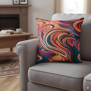 Coussin Conception abstraite aux couleurs bohème