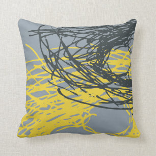 Coussin Conception abstraite de nid dans le gris et le