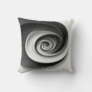 Coussin Conception Abstraite Élégante en Spirale Noir et B