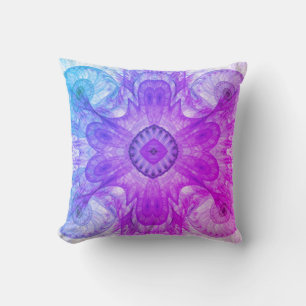Coussin Conception Abstraite fractale rose et bleu