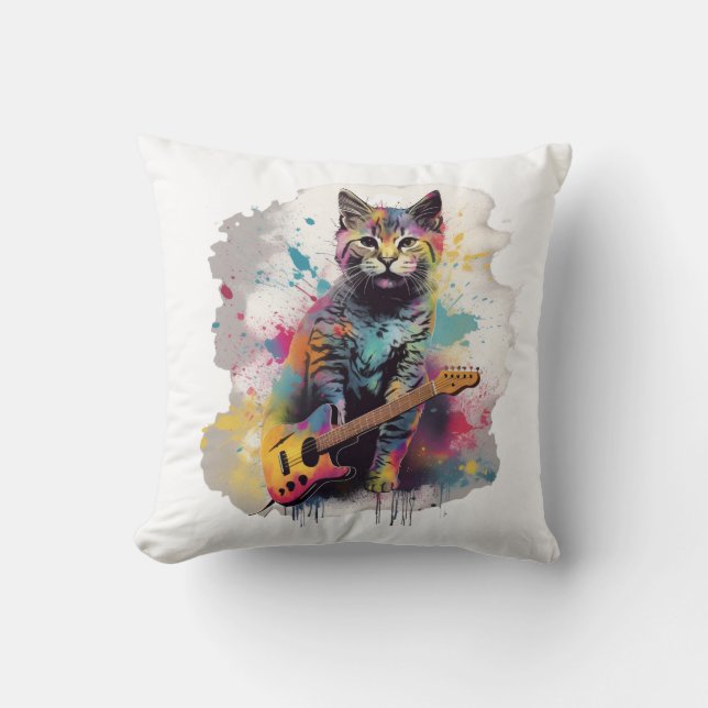 Coussin conception amoureux des chats rockstar (Recto)