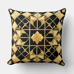 Coussin Conception artistique géométrique dorée élégante