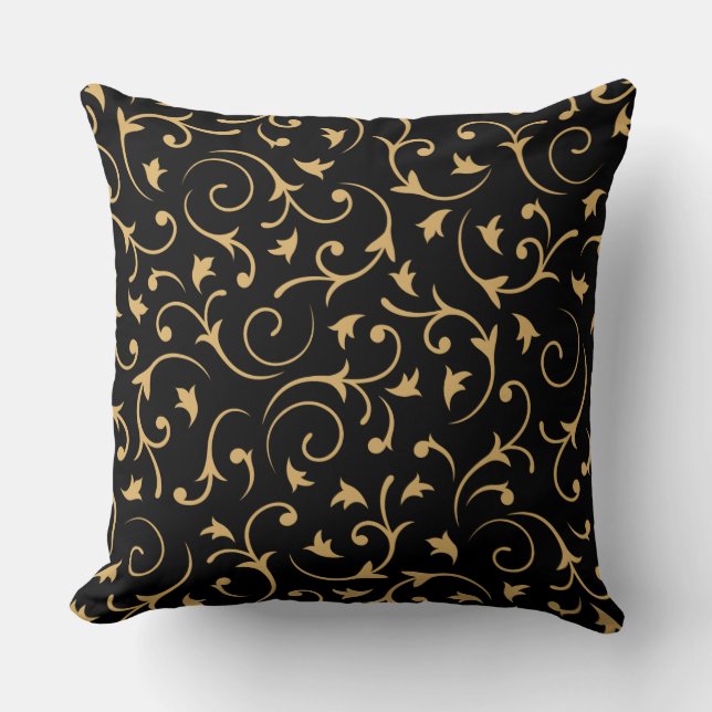 Coussin Conception baroque - or sur le noir (Recto)