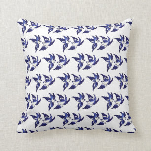 Coussin Conception bleue classique d'oiseau de saule