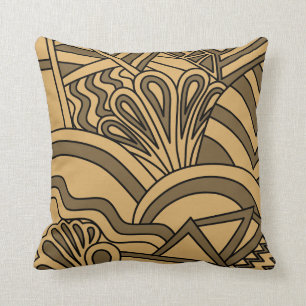 Coussin Conception Brown et bronzage de style d'art déco
