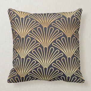 Coussin Conception classique de fan d'or d'art déco sur a