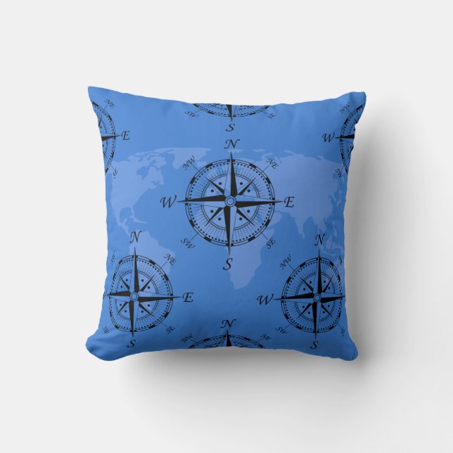 Coussin Conception Compass & Map (Recto)