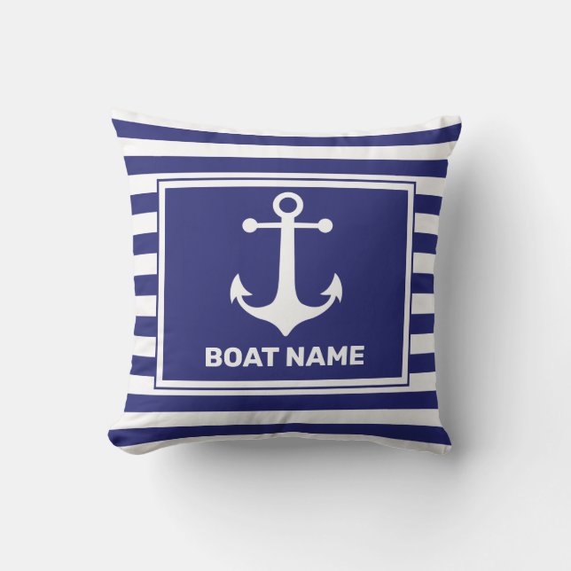 Coussin Conception d'Ancres nautiques Marine Bleu Blancs p (Recto)