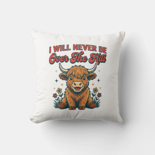 Coussin Conception d'anniversaire drôle de vache highland
