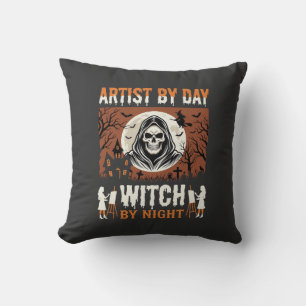 Coussin Conception d'artiste d'Halloween de jour Sorcière 