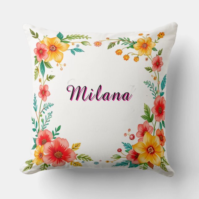 Coussin Conception de cadre floral avec des fleurs en papi (Recto)