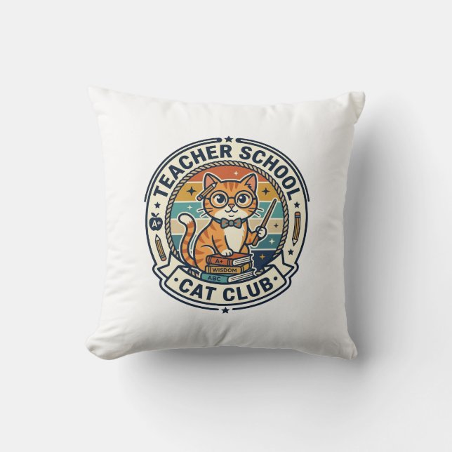 Coussin Conception de chat mignon de professeur d'école -  (Recto)