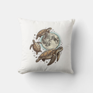 Coussin Conception de chemise de gravure de tortue de mer