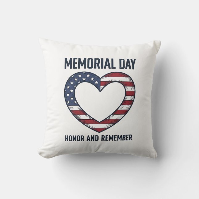 Coussin Conception de chemise de jour du souvenir cœur hon (Recto)