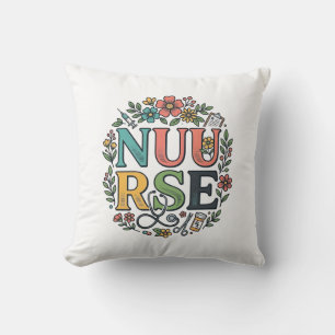 Coussin Conception de chemise d'infirmière florale Art méd