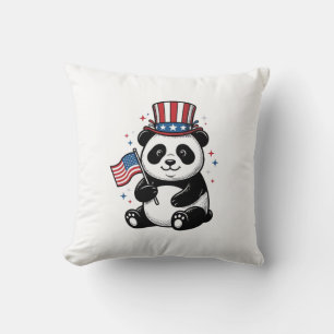 Coussin Conception de chemise vintage patriotique Panda Fl