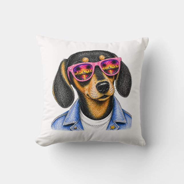 Coussin Conception de chien de coucher de soleil d'été de  (Recto)