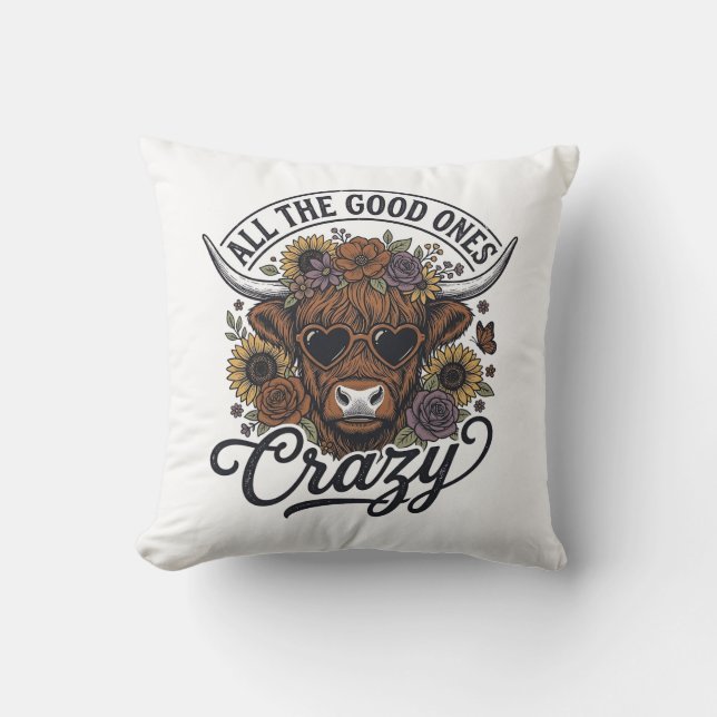 Coussin Conception de citation folle florale de vache des  (Recto)