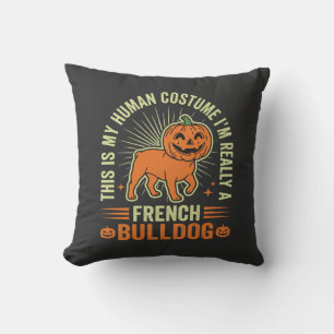 Coussin Conception de costume humain drôle de French Bulld